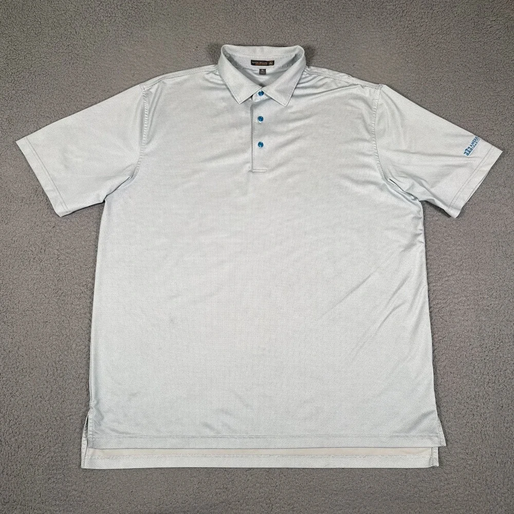 Peter‎ Millar Shirt Mens XL Blue Polka Dot Summer Comfort Golf Polo Logo Preppy
